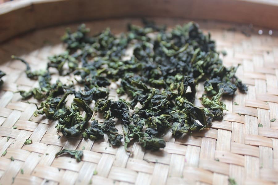 Gros plan sur le thé Oolong Tie Guan Yin